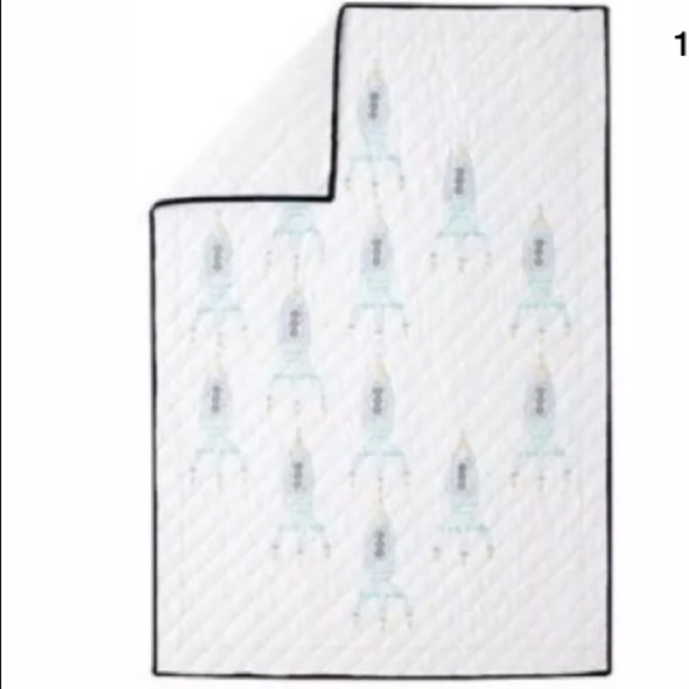 🌞 POTTERY BARN Kids Embroidered Space Ship Quilt